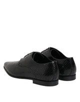 Dolce & Gabbana Black Exotic Leather Lace Up Derby Shoes