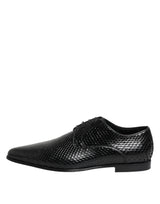 Dolce & Gabbana Black Exotic Leather Lace Up Derby Shoes