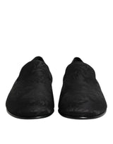 Dolce & Gabbana Black Floral Brocade Loafers Men Dress Shoes