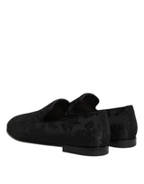 Dolce & Gabbana Black Floral Brocade Loafers Men Dress Shoes