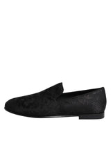 Dolce & Gabbana Black Floral Brocade Loafers Men Dress Shoes