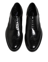 Dolce & Gabbana Black Leather Derby Wingtip Formal Shoes