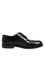 Dolce & Gabbana Black Leather Derby Wingtip Formal Shoes