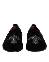 Dolce & Gabbana Black Suede Cross Slip On Loafers Dress Shoes