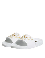 Dolce & Gabbana White Leather Slides Sandals Beachwear Shoes