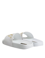 Dolce & Gabbana White Leather Slides Sandals Beachwear Shoes