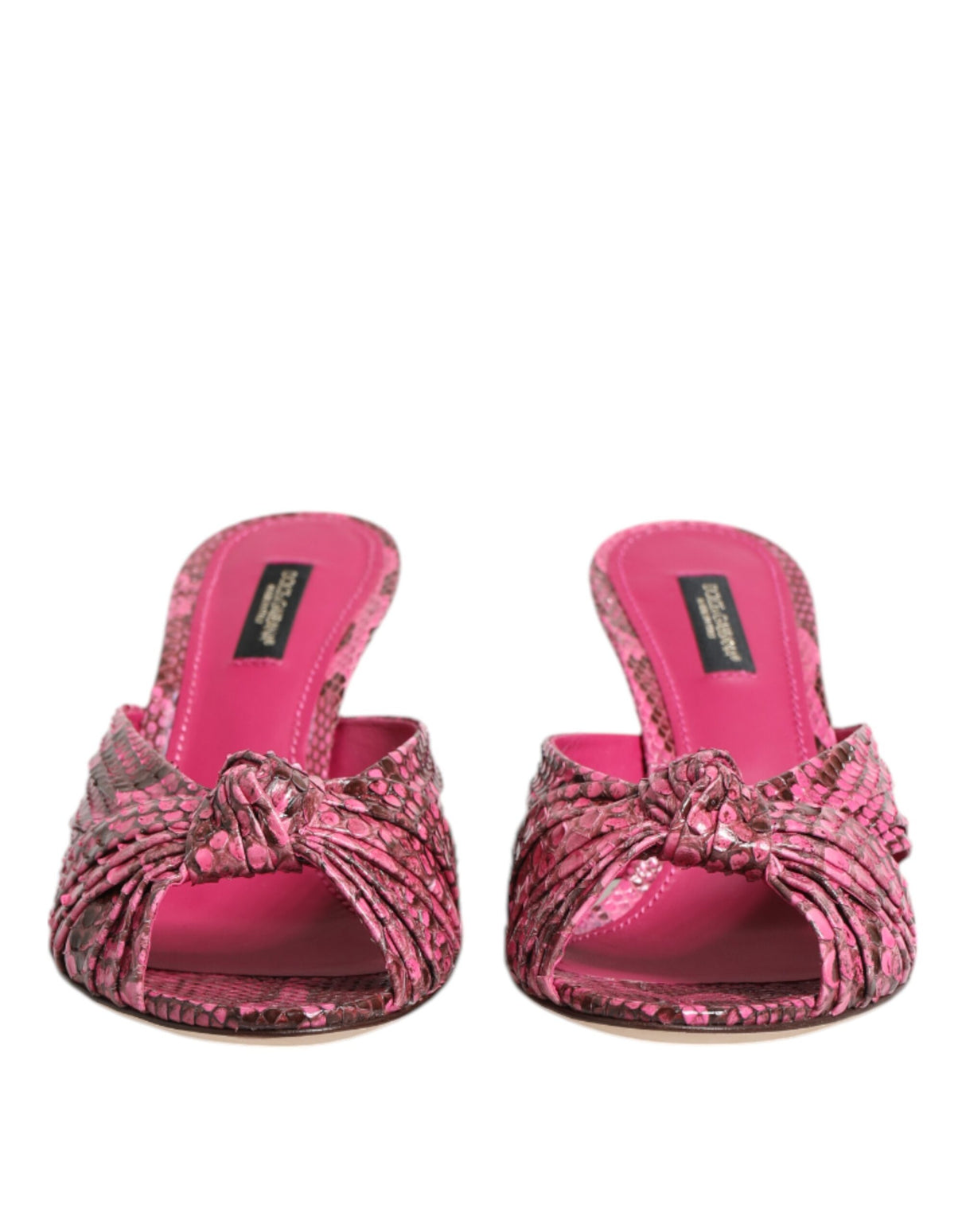 Dolce & Gabbana Pink Leather Heels Slides Sandals Shoes