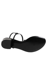 Dolce & Gabbana Black Leather Crystal Ankle Strap Sandals Shoes