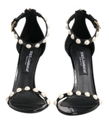 Dolce & Gabbana Black KEIRA Pearl Embellished Sandals Shoes