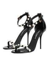 Dolce & Gabbana Black KEIRA Pearl Embellished Sandals Shoes
