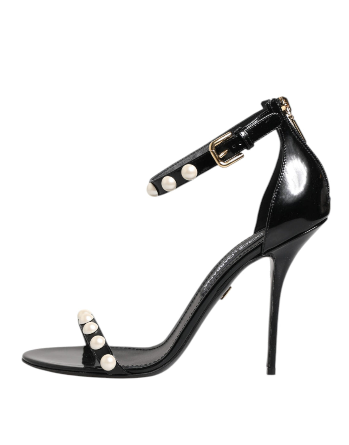 Dolce & Gabbana Black KEIRA Pearl Embellished Sandals Shoes