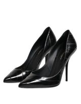 Dolce & Gabbana Black Leather Stiletto High Heels Pumps Shoes