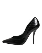 Dolce & Gabbana Black Leather Stiletto High Heels Pumps Shoes