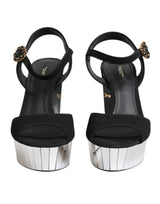 Dolce & Gabbana Black Crystal Ankle Strap Keira Sandal Shoes