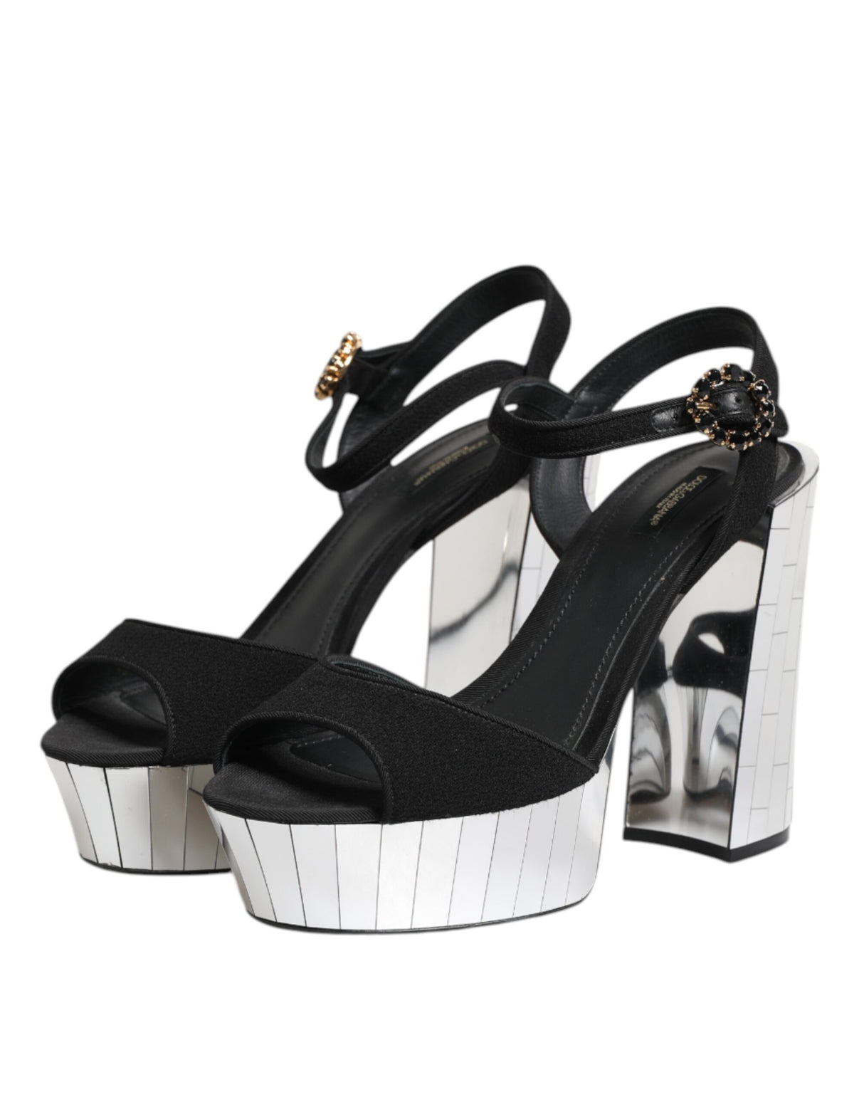 Dolce & Gabbana Black Crystal Ankle Strap Keira Sandal Shoes
