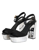 Dolce & Gabbana Black Crystal Ankle Strap Keira Sandal Shoes