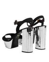 Dolce & Gabbana Black Crystal Ankle Strap Keira Sandal Shoes