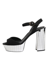 Dolce & Gabbana Black Crystal Ankle Strap Keira Sandal Shoes