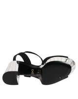 Dolce & Gabbana Black Crystal Ankle Strap Keira Sandal Shoes