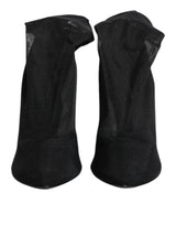 Dolce & Gabbana Black Silk Stretch Mesh Sock Boots Shoes