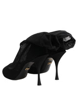 Dolce & Gabbana Black Silk Stretch Mesh Sock Boots Shoes