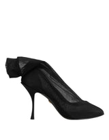 Dolce & Gabbana Black Silk Stretch Mesh Sock Boots Shoes