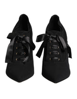 Dolce & Gabbana Black Lace Up Stiletto Heels Pumps Shoes