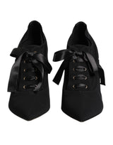 Dolce & Gabbana Black Lace Up Stiletto Heels Pumps Shoes