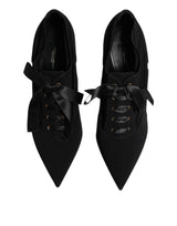 Dolce & Gabbana Black Lace Up Stiletto Heels Pumps Shoes