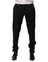 Dolce & Gabbana Black White Stripe Wool Men Trouser Pants