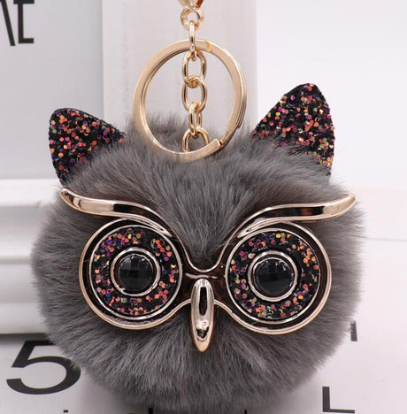 Grit Cat Owl Plush Keychain for Car Accessories