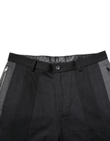 Dolce & Gabbana Black Gray Cotton Dress Formal Trouser Pants