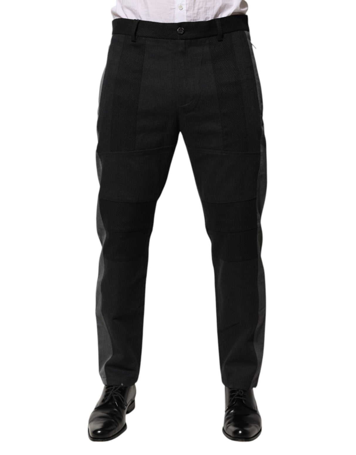 Dolce & Gabbana Black Gray Cotton Dress Formal Trouser Pants