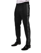 Dolce & Gabbana Black Gray Cotton Dress Formal Trouser Pants