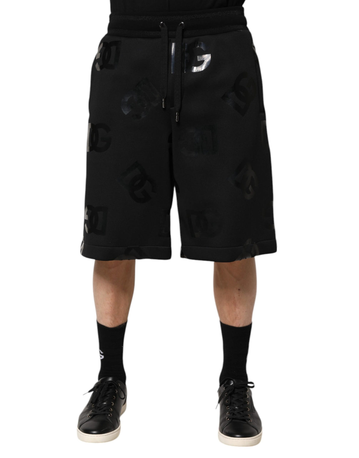 Dolce & Gabbana Black Logo Cotton Bermuda Sweatshorts Shorts