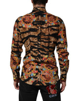 Dolce & Gabbana GOLD Cotton Tiger Carretto Long Sleeve Shirt
