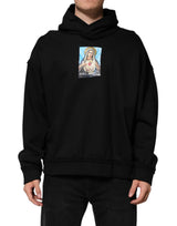 Dolce & Gabbana Black Printed Hoodie Crystal Embellished Jacket