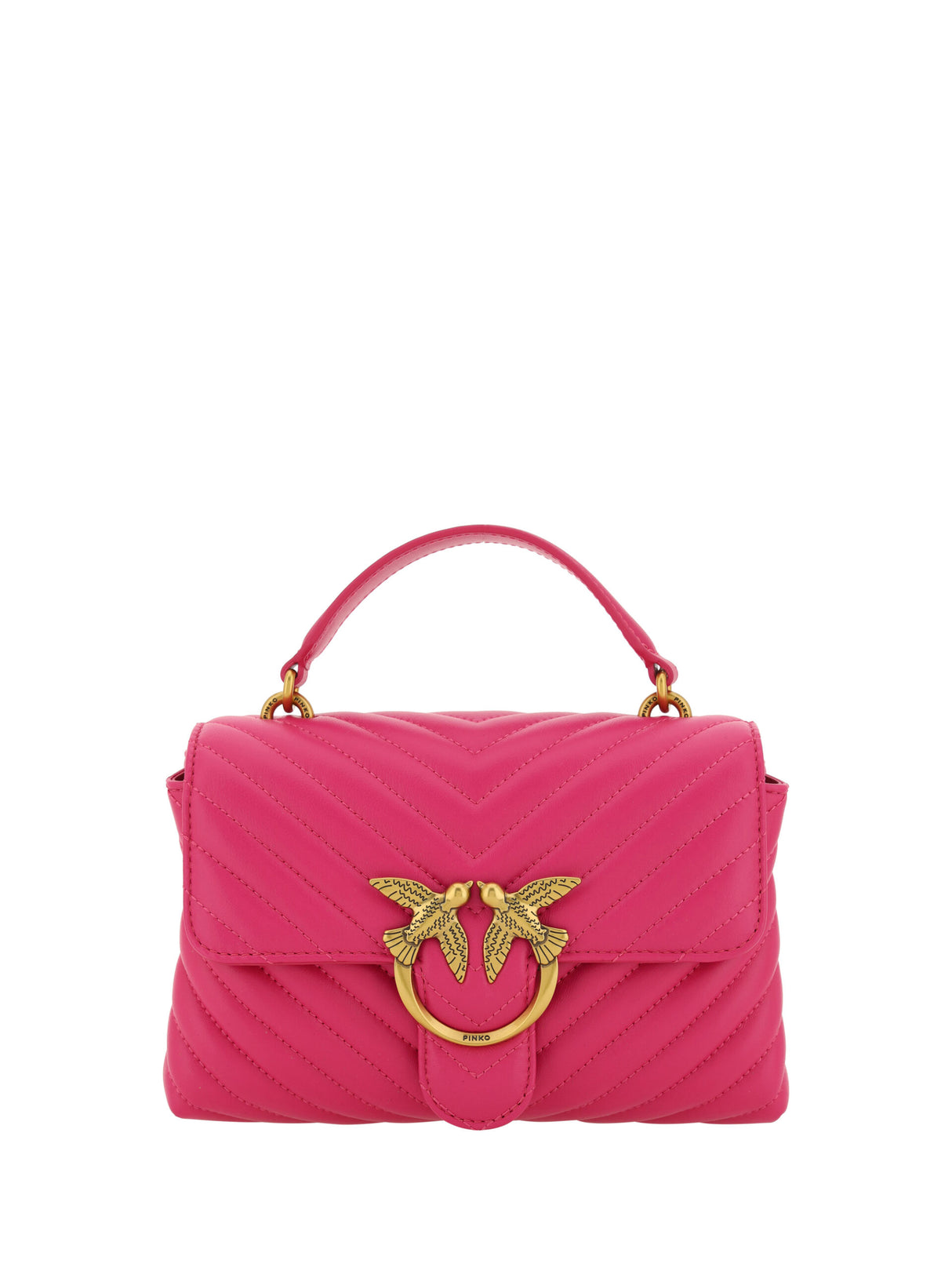 PINKO Mini sac à main Love Lady en cuir de veau rose 