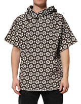 Dolce & Gabbana Brown White DG Logo Short Hoodie Sweater