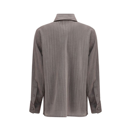 Golden Goose Brown Fleece Wool Dress Shirt