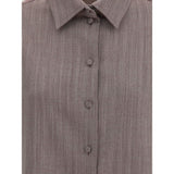 Golden Goose Brown Fleece Wool Dress Shirt