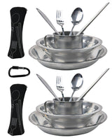 Mess kit 2 Person Camping Kitchen Set Camp Utensil Set Picnic Set Camping Dish Set Stainless Steel Dinnerware Set Plate Bowl Cup Set Person Backpacking Dish Utensil Camping Mess Kit