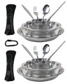 Mess kit 2 Person Camping Kitchen Set Camp Utensil Set Picnic Set Camping Dish Set Stainless Steel Dinnerware Set Plate Bowl Cup Set Person Backpacking Dish Utensil Camping Mess Kit