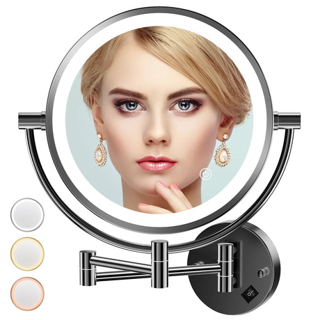 Auxmir 1X/20X Wall Mounted Makeup Mirror 8 20X Magnifying Double-Sided Mirror Bathroom Vanity Makeup Mirror Cosmetic Mirror with 360 Rotation Extendable Swivel Arm Chrome