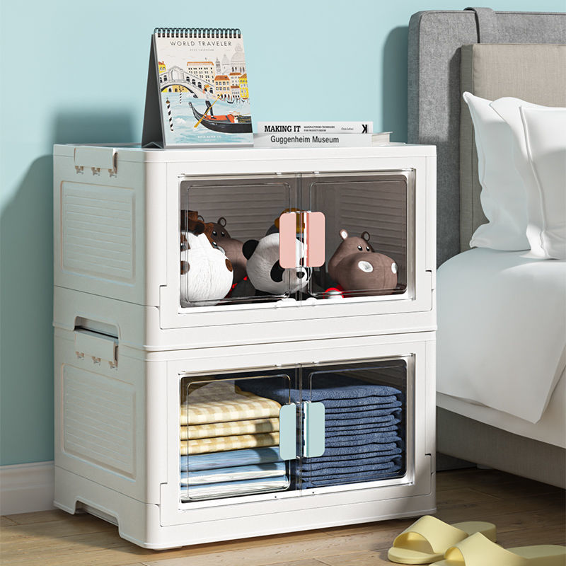 Transparent Double Door Folding Clothes Storage Cabinet