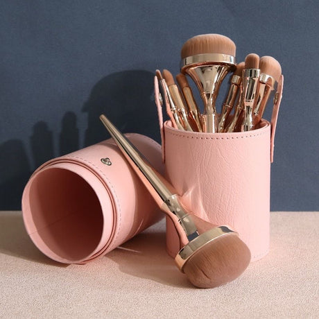 9-Piece Gold Plated Makeup Brush Set for Professionals