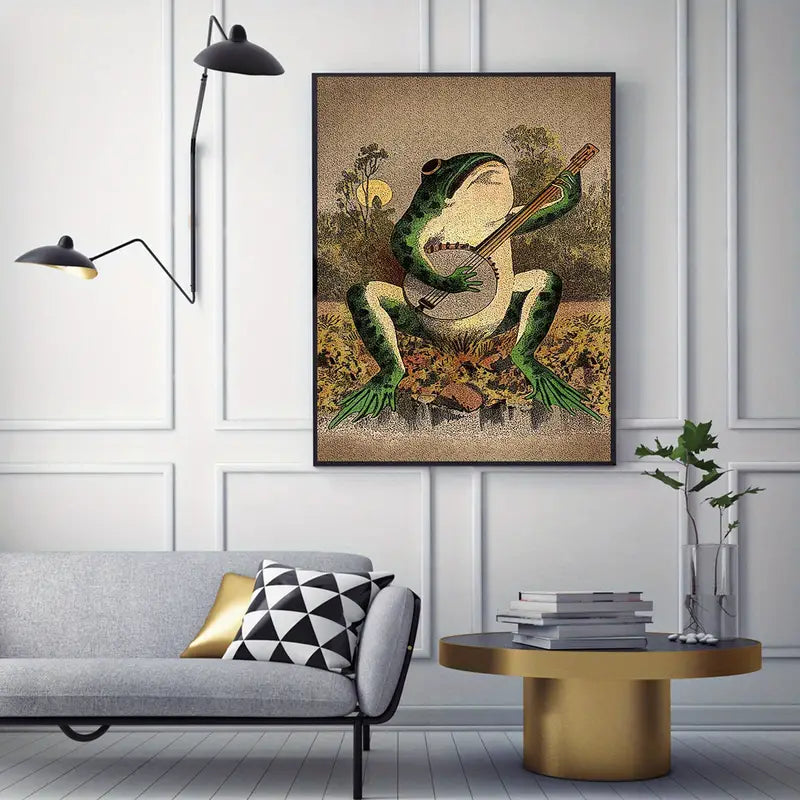 6 pc Casual Guitar Frog Canvas Art for Home Decor