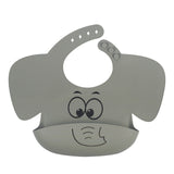 Baby Silicone Elephant Printed Bibs and Sucker Plates Set