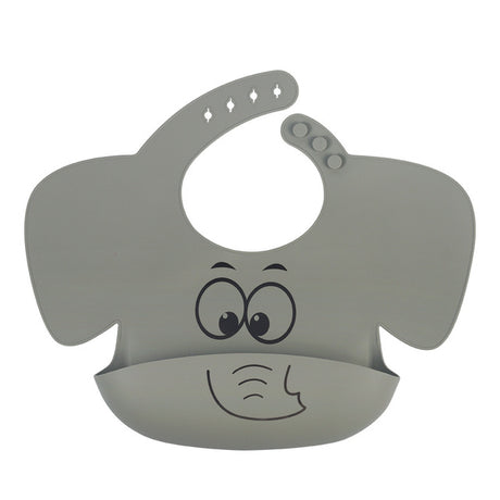 Baby Silicone Elephant Printed Bibs and Sucker Plates Set