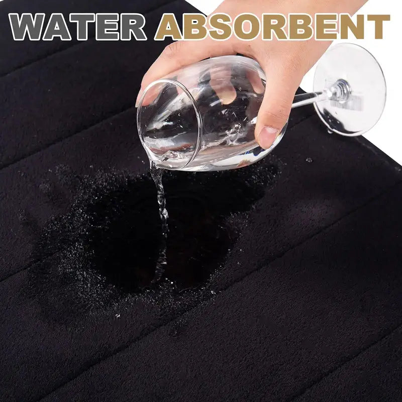 Soft Black Striped Memory Foam Bath Mat for Home Decor